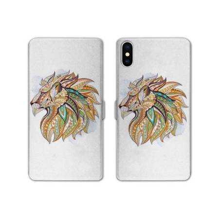 Housse cuir portefeuille Samsung Galaxy A10 Ethniques Lion