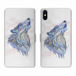 Housse cuir portefeuille Samsung Galaxy A10 Ethniques Loup Color