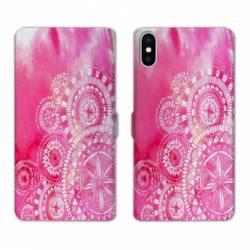 Housse cuir portefeuille Samsung Galaxy A10 Etnic abstrait Bouclier rose