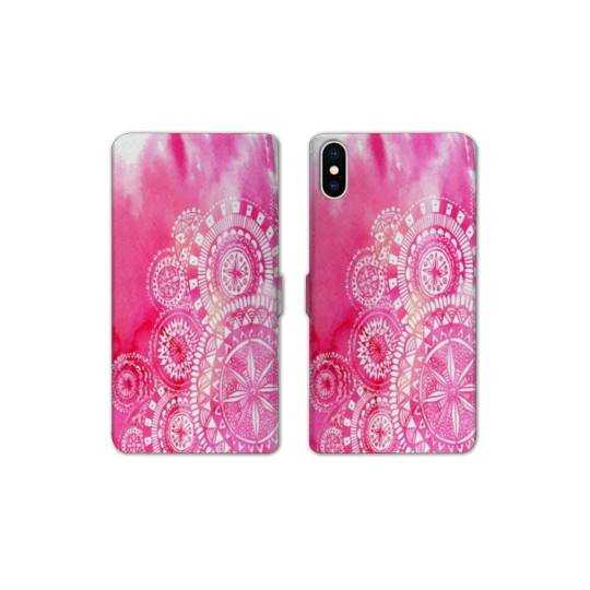 Housse cuir portefeuille Samsung Galaxy A10 Etnic abstrait Bouclier rose