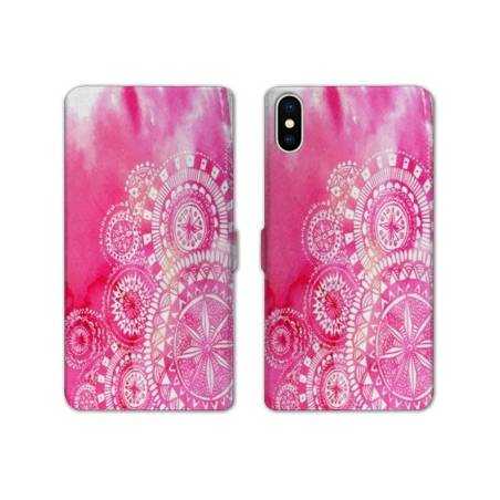 Housse cuir portefeuille Samsung Galaxy A10 Etnic abstrait Bouclier rose