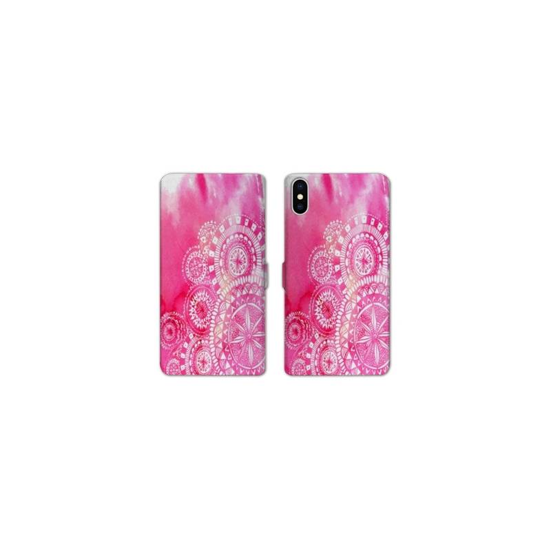 Housse cuir portefeuille Samsung Galaxy A10 Etnic abstrait Bouclier rose