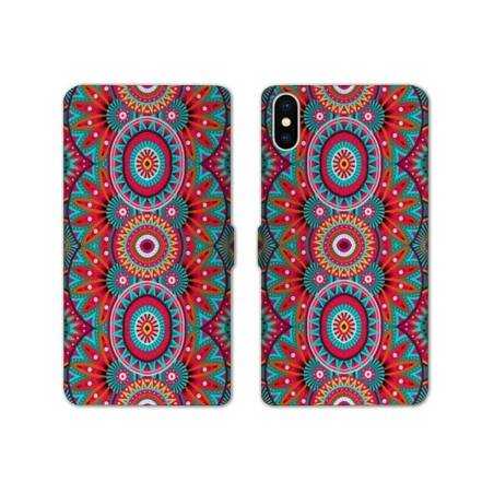 Housse cuir portefeuille Samsung Galaxy A10 Etnic abstrait Pic rouge