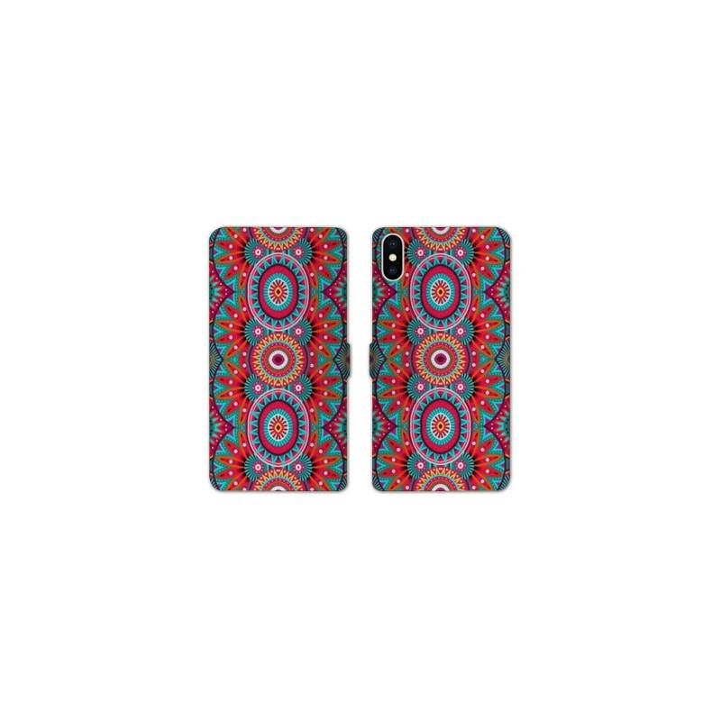 Housse cuir portefeuille Samsung Galaxy A10 Etnic abstrait Pic rouge