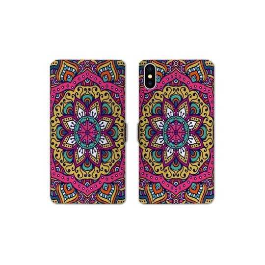 Housse cuir portefeuille Samsung Galaxy A10 Etnic abstrait Rosas rose