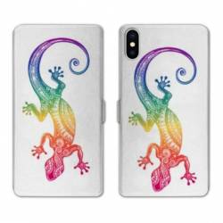 Housse cuir portefeuille Samsung Galaxy A10 Animaux Maori Salamandre color