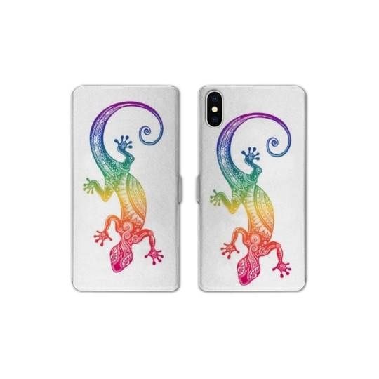 Housse cuir portefeuille Samsung Galaxy A10 Animaux Maori Salamandre color