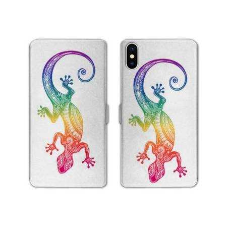 Housse cuir portefeuille Samsung Galaxy A10 Animaux Maori Salamandre color