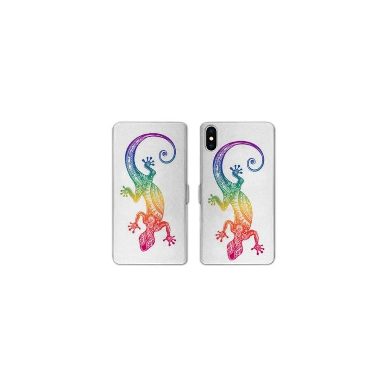 Housse cuir portefeuille Samsung Galaxy A10 Animaux Maori Salamandre color
