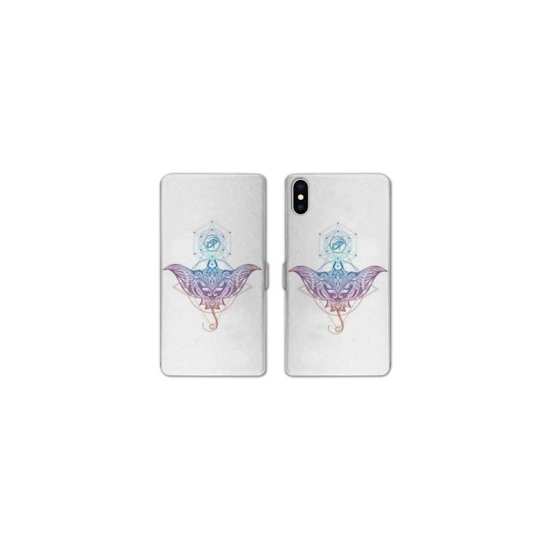 Housse cuir portefeuille Samsung Galaxy A10 Animaux Maori Raie color