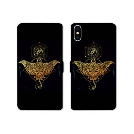 Housse cuir portefeuille Samsung Galaxy A10 Animaux Maori Raie noir