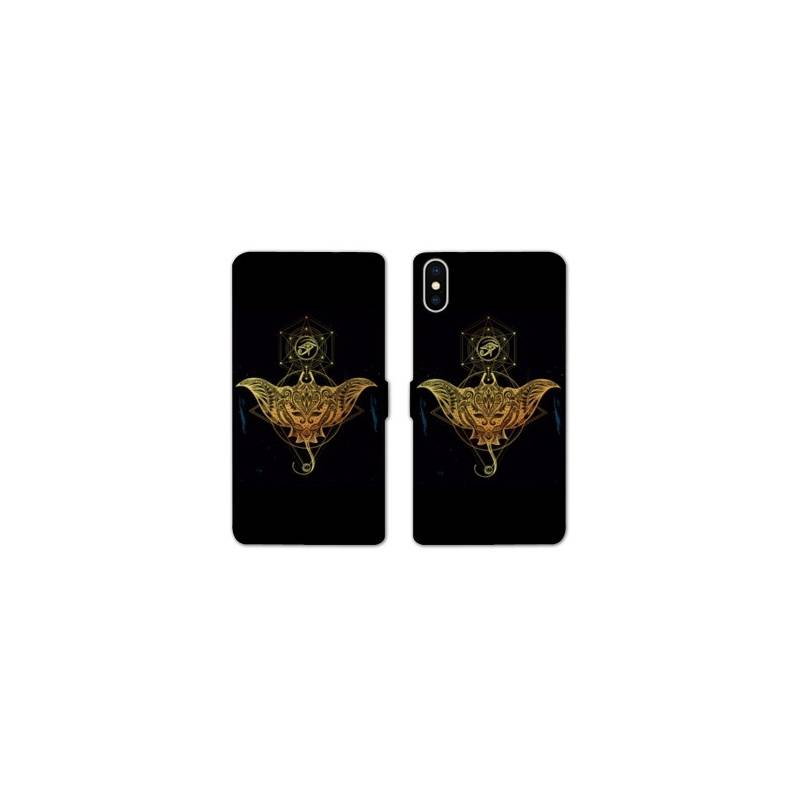 Housse cuir portefeuille Samsung Galaxy A10 Animaux Maori Raie noir