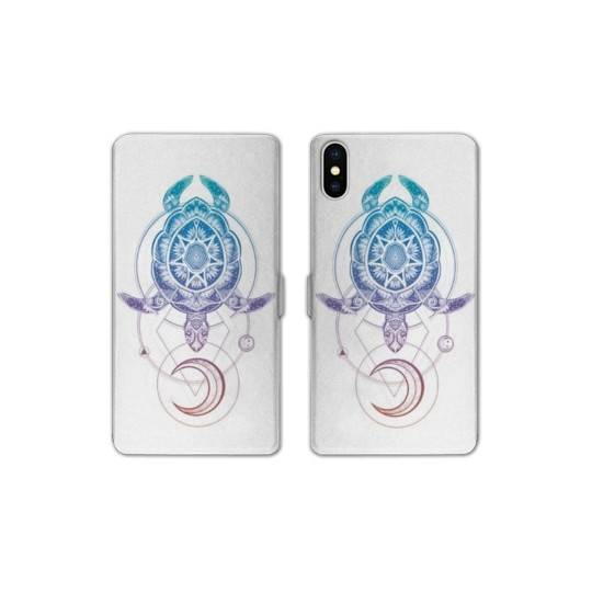 Housse cuir portefeuille Samsung Galaxy A10 Animaux Maori tortue color
