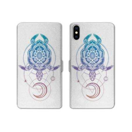 Housse cuir portefeuille Samsung Galaxy A10 Animaux Maori tortue color