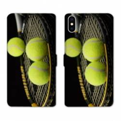 Housse cuir portefeuille Samsung Galaxy A10 Tennis Balls