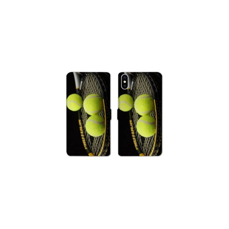 Housse cuir portefeuille Samsung Galaxy A10 Tennis Balls