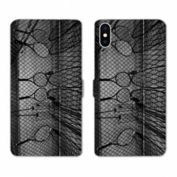 Housse cuir portefeuille Samsung Galaxy A10 Tennis Raquette Vintage