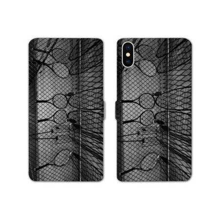 Housse cuir portefeuille Samsung Galaxy A10 Tennis Raquette Vintage