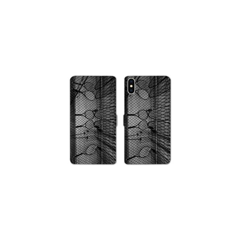 Housse cuir portefeuille Samsung Galaxy A10 Tennis Raquette Vintage