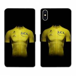 Housse cuir portefeuille Samsung Galaxy A10 Cyclisme Maillot jaune