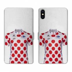 Housse cuir portefeuille Samsung Galaxy A10 Cyclisme Maillot pois