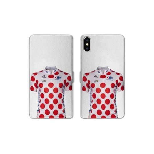 Housse cuir portefeuille Samsung Galaxy A10 Cyclisme Maillot pois