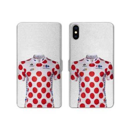 Housse cuir portefeuille Samsung Galaxy A10 Cyclisme Maillot pois