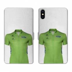 Housse cuir portefeuille Samsung Galaxy A10 Cyclisme Maillot vert