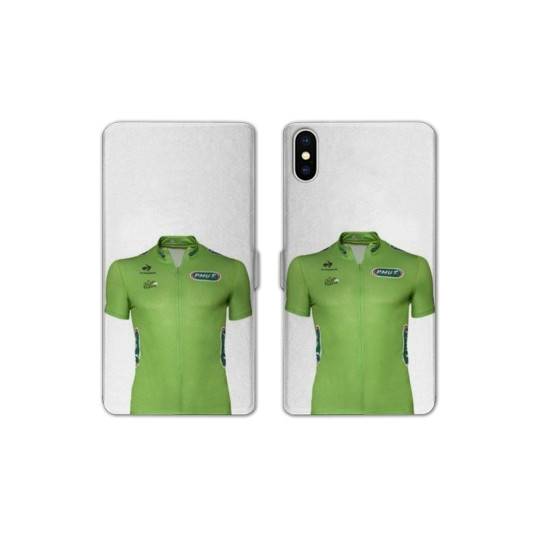 Housse cuir portefeuille Samsung Galaxy A10 Cyclisme Maillot vert