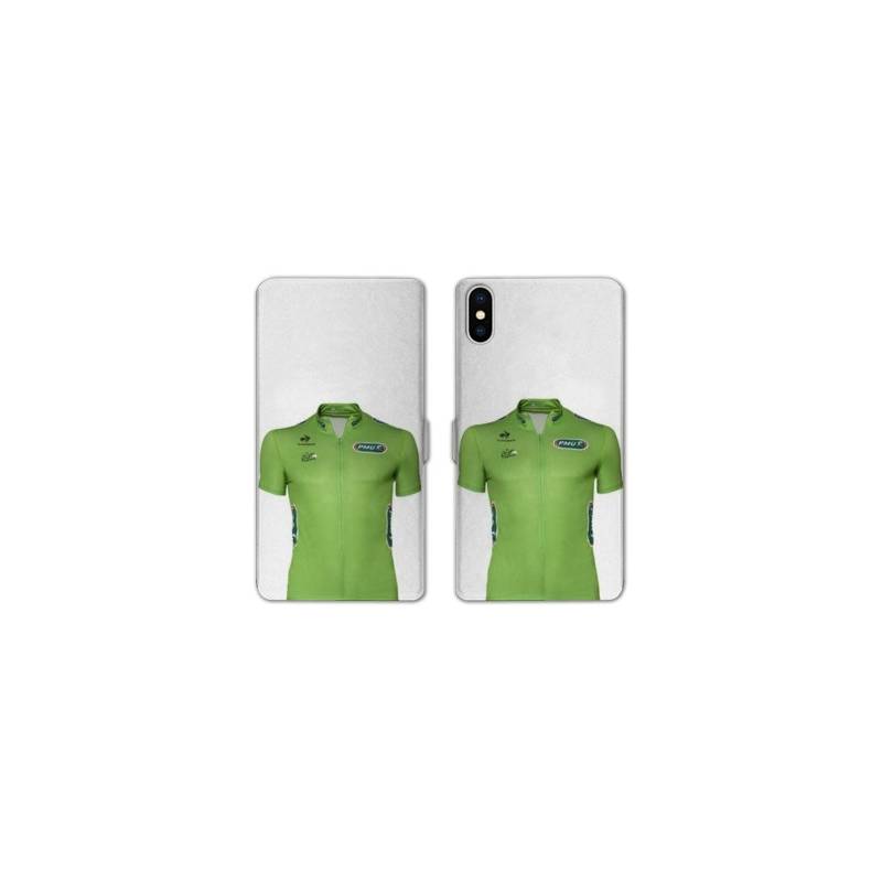 Housse cuir portefeuille Samsung Galaxy A10 Cyclisme Maillot vert