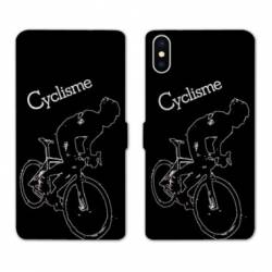 Housse cuir portefeuille Samsung Galaxy A10 Cyclisme Ombre blanche
