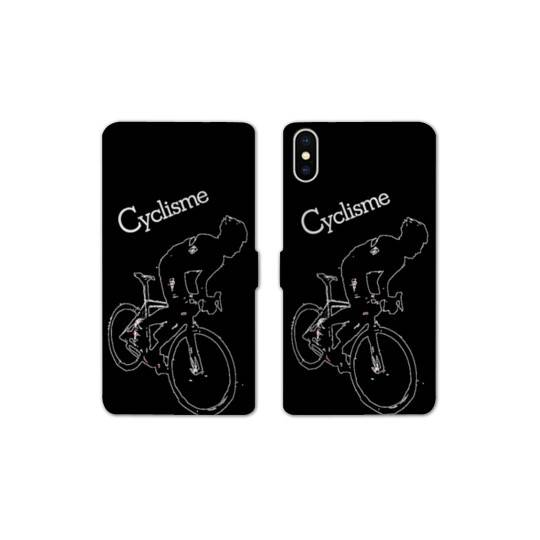 Housse cuir portefeuille Samsung Galaxy A10 Cyclisme Ombre blanche