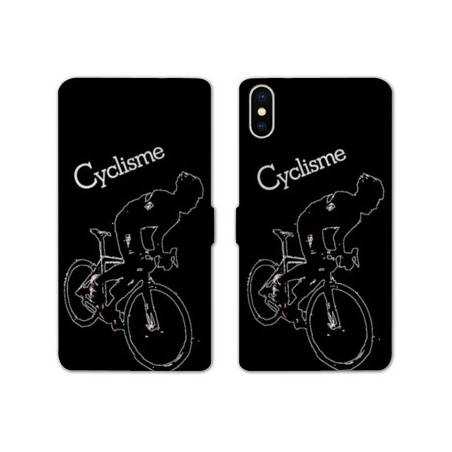 Housse cuir portefeuille Samsung Galaxy A10 Cyclisme Ombre blanche