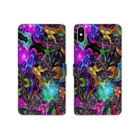 Housse cuir portefeuille Samsung Galaxy A10 Psychedelic colore