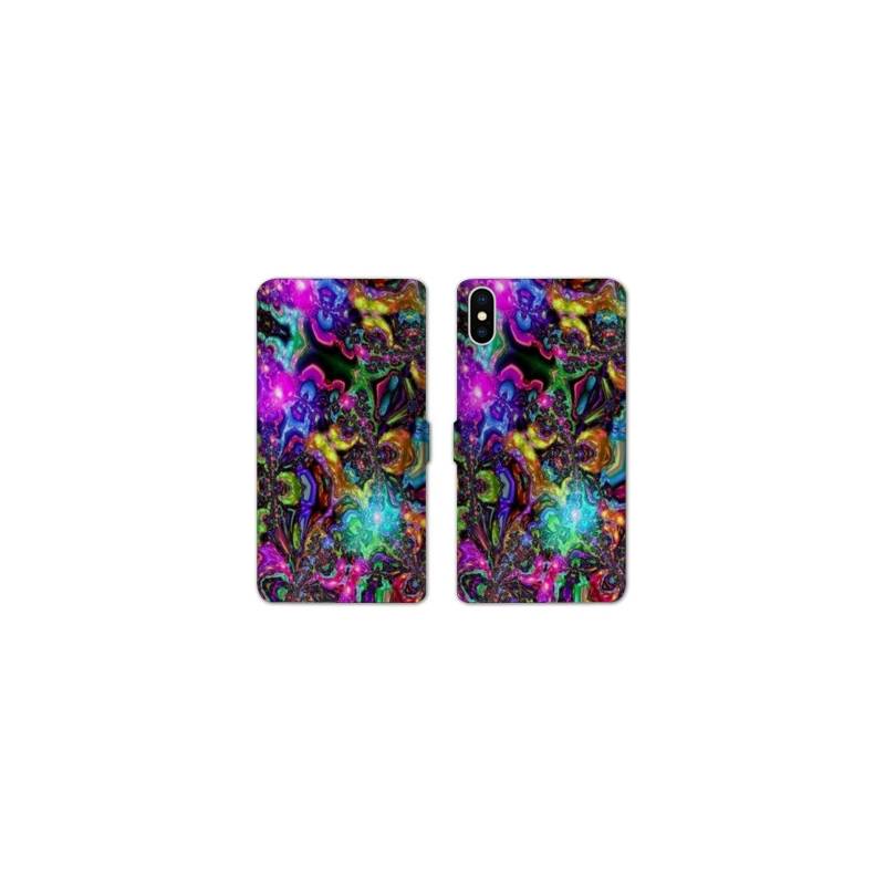 Housse cuir portefeuille Samsung Galaxy A10 Psychedelic colore