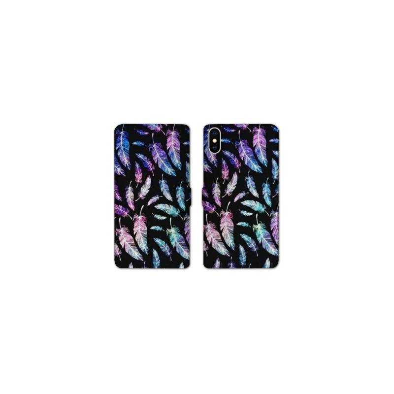 Housse cuir portefeuille Samsung Galaxy A10 Psychedelic Plume