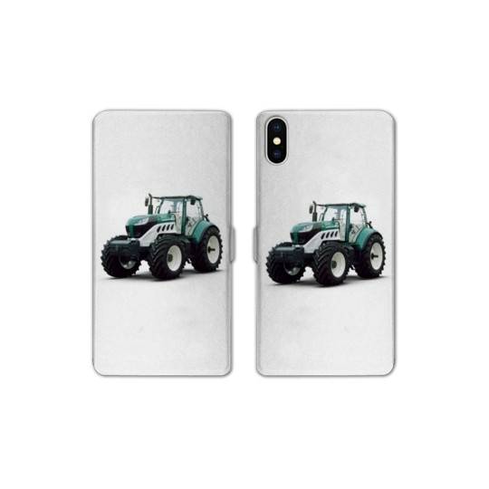 Housse cuir portefeuille Samsung Galaxy A10 Agriculture Tracteur Blanc