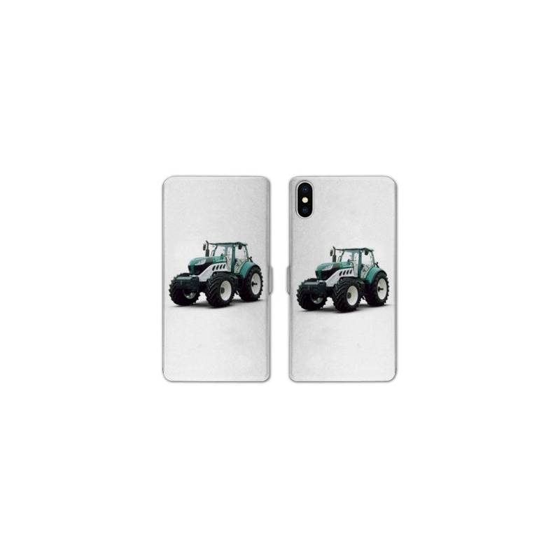 Housse cuir portefeuille Samsung Galaxy A10 Agriculture Tracteur Blanc