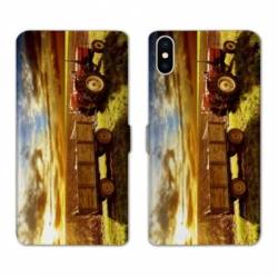 Housse cuir portefeuille Samsung Galaxy A10 Agriculture Tracteur color