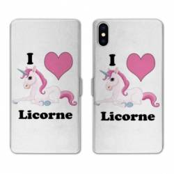 Housse cuir portefeuille Samsung Galaxy A10 Licorne I love FR
