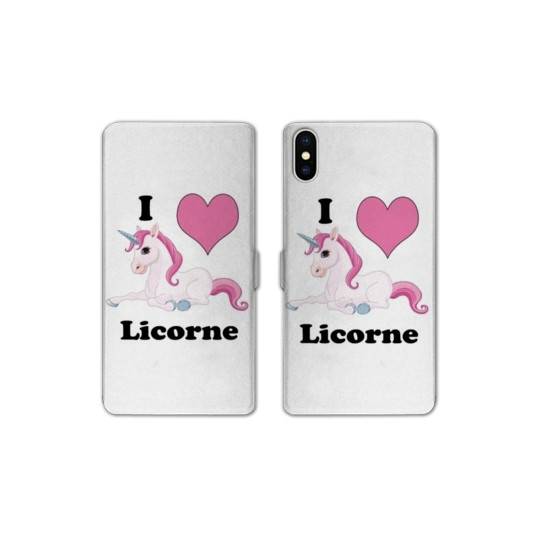 Housse cuir portefeuille Samsung Galaxy A10 Licorne I love FR