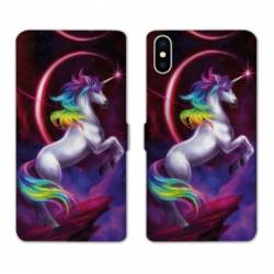 Housse cuir portefeuille Samsung Galaxy A10 Licorne Arc en ciel