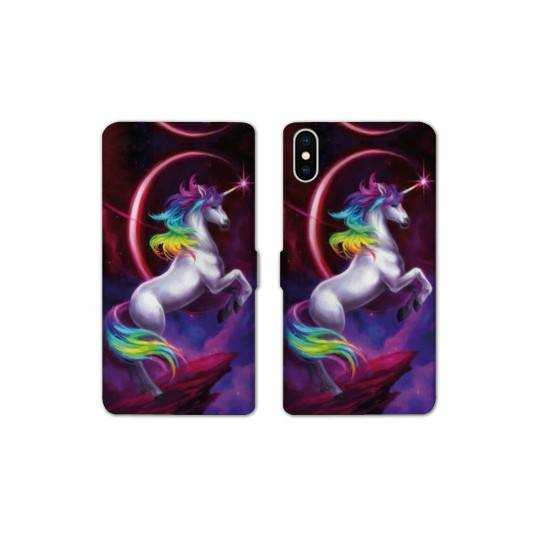 Housse cuir portefeuille Samsung Galaxy A10 Licorne Arc en ciel