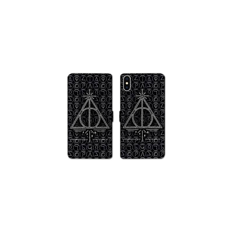 Housse cuir portefeuille Samsung Galaxy A10 WB License harry potter pattern triangle noir