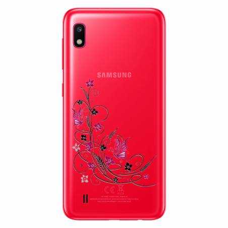 Coque transparente Samsung Galaxy A10 feminine fleur papillon