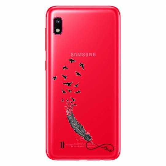 Coque transparente Samsung Galaxy A10 feminine plume infini