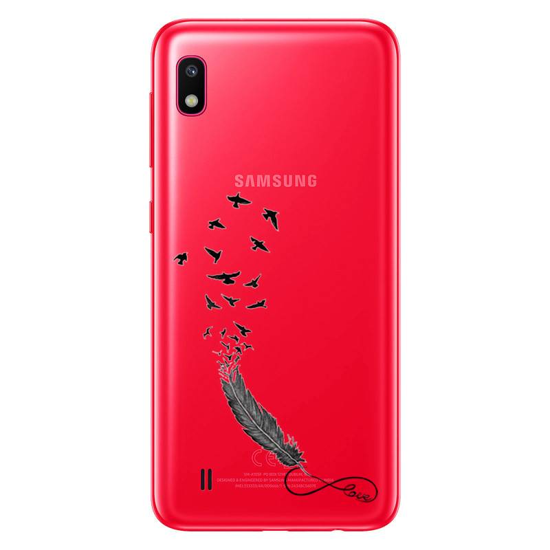 Coque transparente Samsung Galaxy A10 feminine plume infini