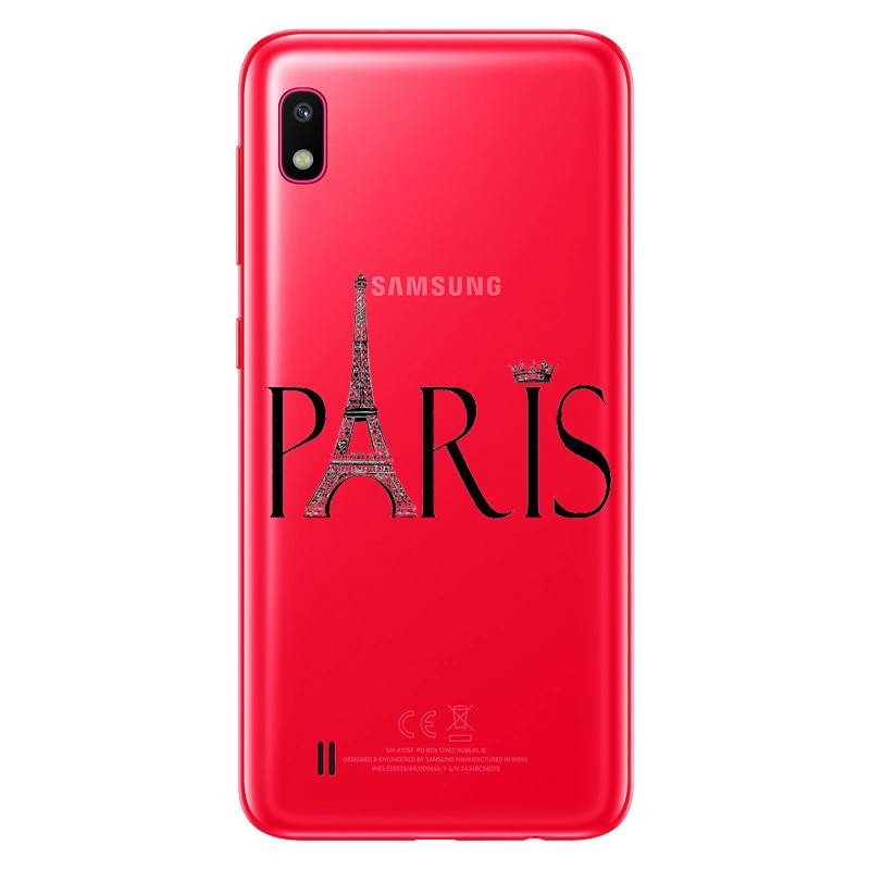 Coque transparente Samsung Galaxy A10 Paris noir