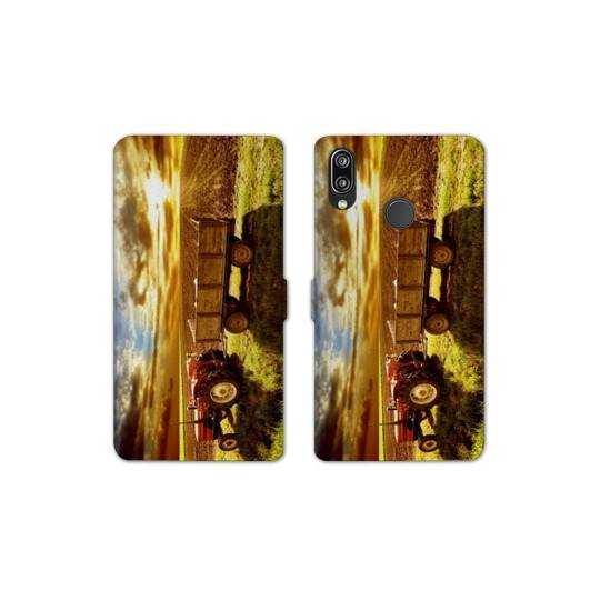 Housse cuir portefeuille Samsung Galaxy A20e Agriculture Tracteur color