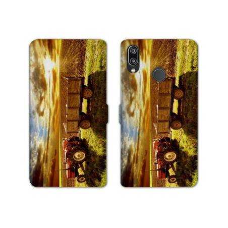 Housse cuir portefeuille Samsung Galaxy A20e Agriculture Tracteur color